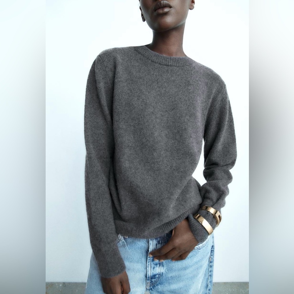 Zara Charcoal Crewneck Sweater NWT L